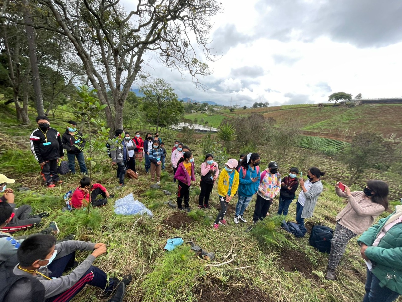 Estudiantes plantan 350 árboles en Santa Cruz Balanyá