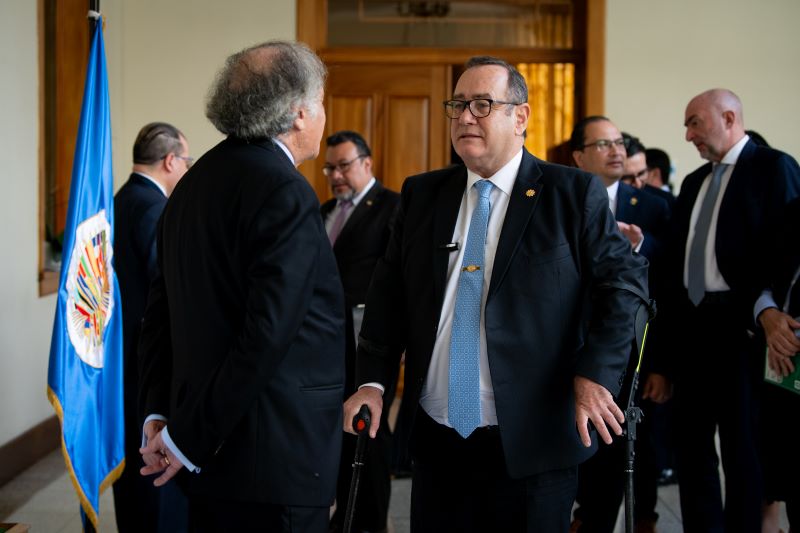 Presidente Giammattei en reunión con la OEA garantiza paz y seguridad en proceso electoral